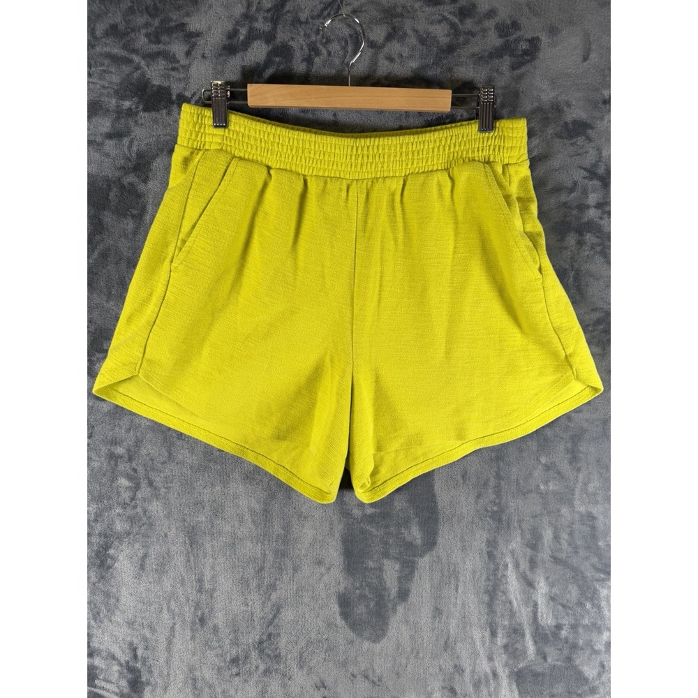 Old Navy Women's Yellow Textured Sweat Shorts L Elastic Waist Pockets